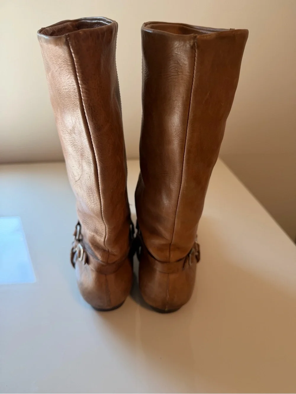 Vintage Frye Cognac Harness Mid-Calf Boots (2007)